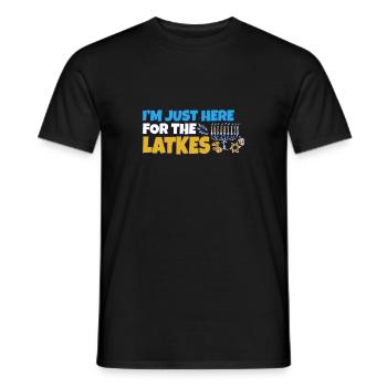 Jewish Costume I'm Just Here for the Latkes Happy - Men's T-Shirt - black - Front - AI Model Male 178 light (178cm)