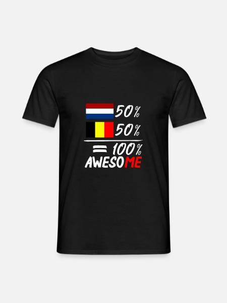 50% Niederlande 50% Belgien - Männer T-Shirt - Schwarz