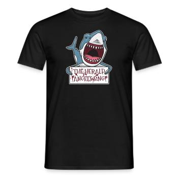Shark The Herald Angels Sing Christmas Pun Gift - Men's T-Shirt - black - Front - AI Model Male 178 light (178cm)