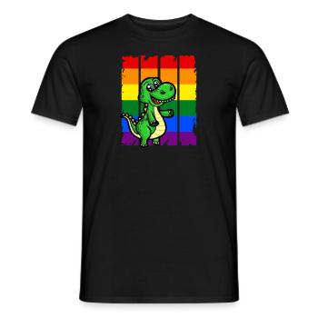 LGBT Dino Dinosaurier Regenbogen Fahne - Männer T-Shirt - Schwarz - Vorne - AI Model Male 178 light (178cm)