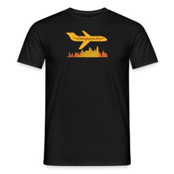 Airplane Pilot Pilot Heartbeat Flying - Men's T-Shirt - black - Front - AI Model Male 178 light (178cm)