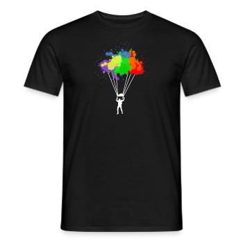 Colorful Parachuting Skydiving Paragliding - Men's T-Shirt - black - Front - AI Model Male 178 light (178cm)