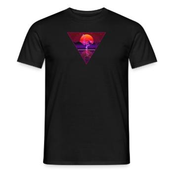 Retro Neon Flamingo Party 80s 90s Vintage Disco - Männer T-Shirt - Schwarz - Vorne - AI Model Male 178 light (178cm)
