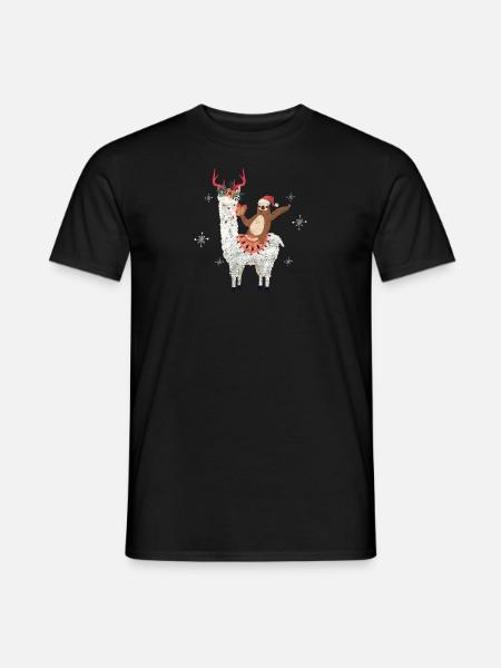 Cadeau drôle drôle de Noël d'alpaga lama - T-shirt homme - noir