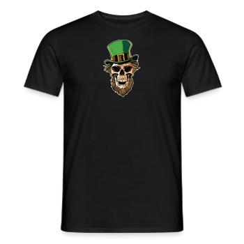 St Patricks Day crâne avec chapeau de lutin - T-shirt homme - noir - Devant - AI Model Male 178 light (178cm)