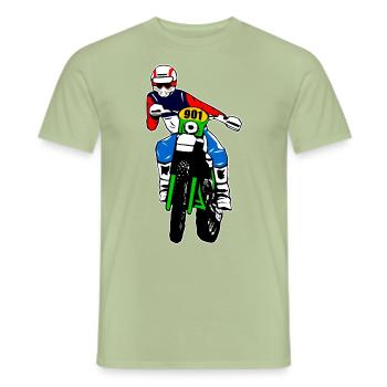 Enduro - Offroad - Motorradgeländesport - Männer T-Shirt - Sage - Vorne - AI Model Male 178 light (178cm)
