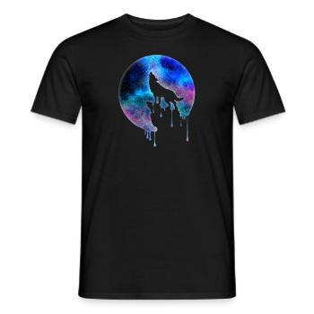 Howling Wolf pleine lune galaxie univers cadeau - T-shirt homme - noir - Devant - AI Model Male 178 light (178cm)