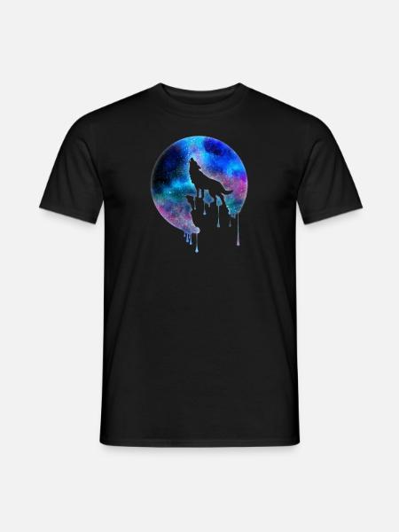 Huilende Wolf volle maan Galaxy universum cadeau - Heren T-shirt - zwart