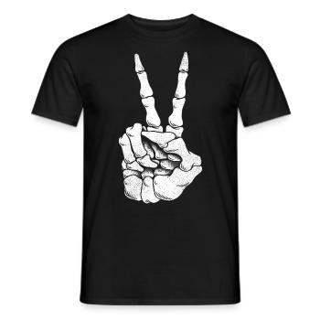 Skeleton Hand Funny Halloween Costume Peace - Men's T-Shirt - black - Front - AI Model Male 178 light (178cm)