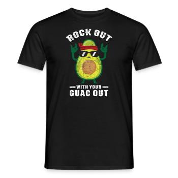 Avokado - Rock Out With Your Guac Out - Männer T-Shirt - Schwarz - Vorne - AI Model Male 178 light (178cm)