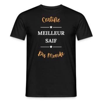 Certifié meilleur saif du monde - T-shirt homme - noir - Devant - AI Model Male 178 light (178cm)