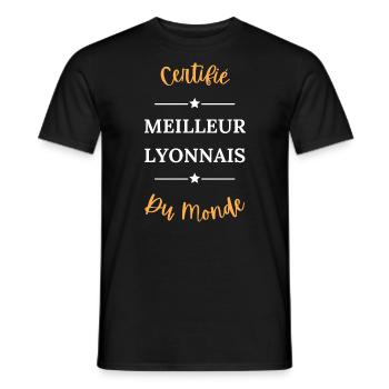 Certifié meilleur lyonnais du monde - T-shirt homme - noir - Devant - AI Model Male 178 light (178cm)
