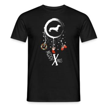 Dackel Weihnachten Weihnachtstraumfänger - Männer T-Shirt - Schwarz - Vorne - AI Model Male 178 light (178cm)