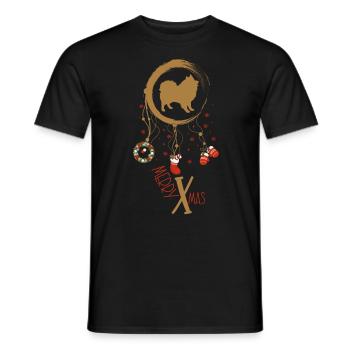 Deutscher Spitz Weihnachten Weihnachtstraumfänger - Männer T-Shirt - Schwarz - Vorne - AI Model Male 178 light (178cm)