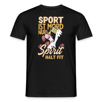 Sport ist Mord nur Sprit hält fit Biertrinker & - Männer T-Shirt - Schwarz - Vorne - AI Model Male 178 light (178cm)
