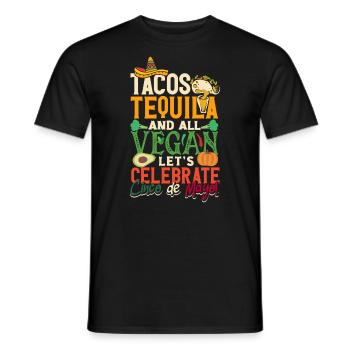 Tacos Tequila et tous végétaliens Célébrons Cinco - T-shirt homme - noir - Devant - AI Model Male 178 light (178cm)