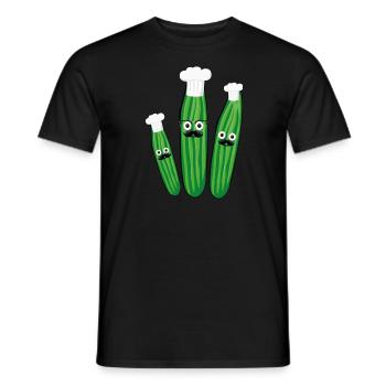 famille de concombre,concombre,concombre,nœud papillon,cuisiniers, cuisinier - T-shirt homme - noir - Devant - AI Model Male 178 light (178cm)