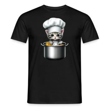 Chef Kat - Heren T-shirt - zwart - Voor - AI Model Male 178 light (178cm)