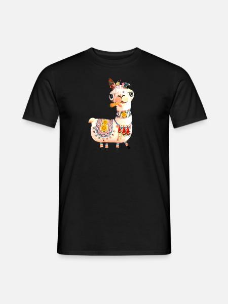 llama,alpaca, illustration, comic,veggie, carrot - Men's T-Shirt - black