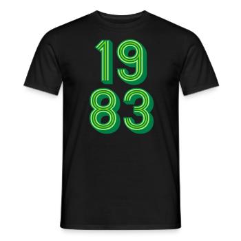 1983 Année de naissance | Couleurs changeantes - T-shirt homme - noir - Devant - AI Model Male 178 light (178cm)
