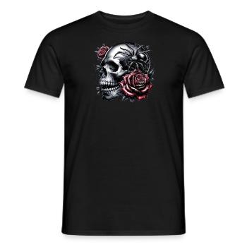 Une danse entre les têtes de mort et les roses - T-shirt homme - noir - Devant - AI Model Male 178 light (178cm)