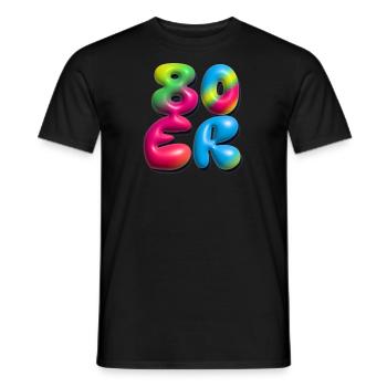 80s,80s,retro,3d,balloon,party - Men's T-Shirt - black - Front - AI Model Male 178 light (178cm)