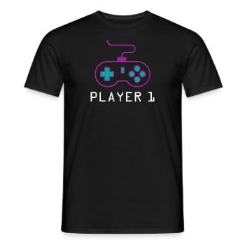 Joueur 1 Joueur - T-shirt homme - noir - Devant - AI Model Male 178 light (178cm)