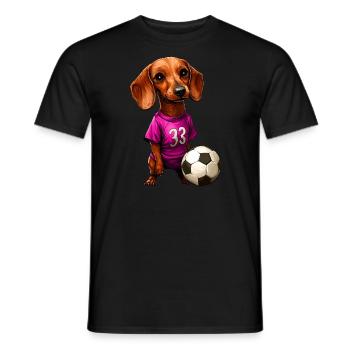 Dackel Fussball - Männer T-Shirt - Schwarz - Vorne - AI Model Male 178 light (178cm)