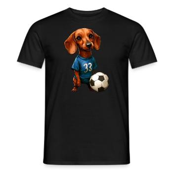 Fussball Dackel blau - Männer T-Shirt - Schwarz - Vorne - AI Model Male 178 light (178cm)