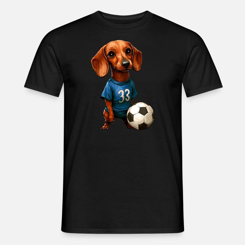 Fussball Dackel blau - Männer T-Shirt - Schwarz