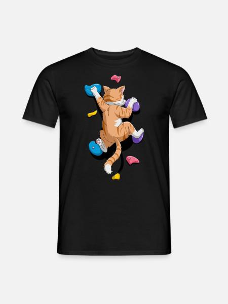 Lustige Boulder-Katze Felsenkletterns - Männer T-Shirt - Schwarz