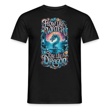 Couler comme l’eau, s’élever comme un dragon - T-shirt homme - noir - Devant - AI Model Male 178 light (178cm)