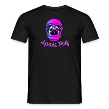 Space Pug Dog Gift Pugs - Men's T-Shirt - black - Front - AI Model Male 178 light (178cm)