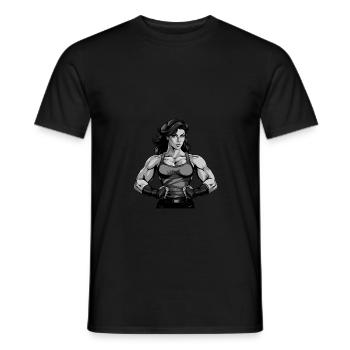 Frau Muskeln Bodybuilderin Fitness - Männer T-Shirt - Schwarz - Vorne - AI Model Male 178 light (178cm)