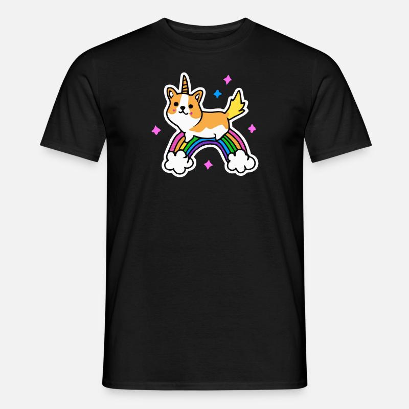 Corgi Einhorn Regenbogen Hund Geschenk Welsh Corgi - Männer T-Shirt - Schwarz