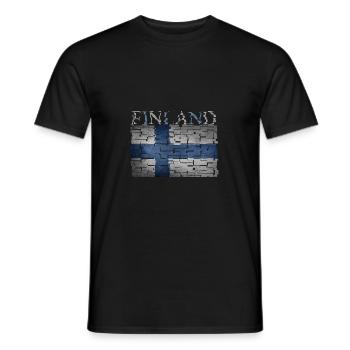Finnland Flagge - Kunstdesign - Männer T-Shirt - Schwarz - Vorne - AI Model Male 178 light (178cm)