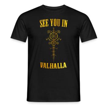 Viking Runes Nordic Valhalla - Men's T-Shirt - black - Front - AI Model Male 178 light (178cm)