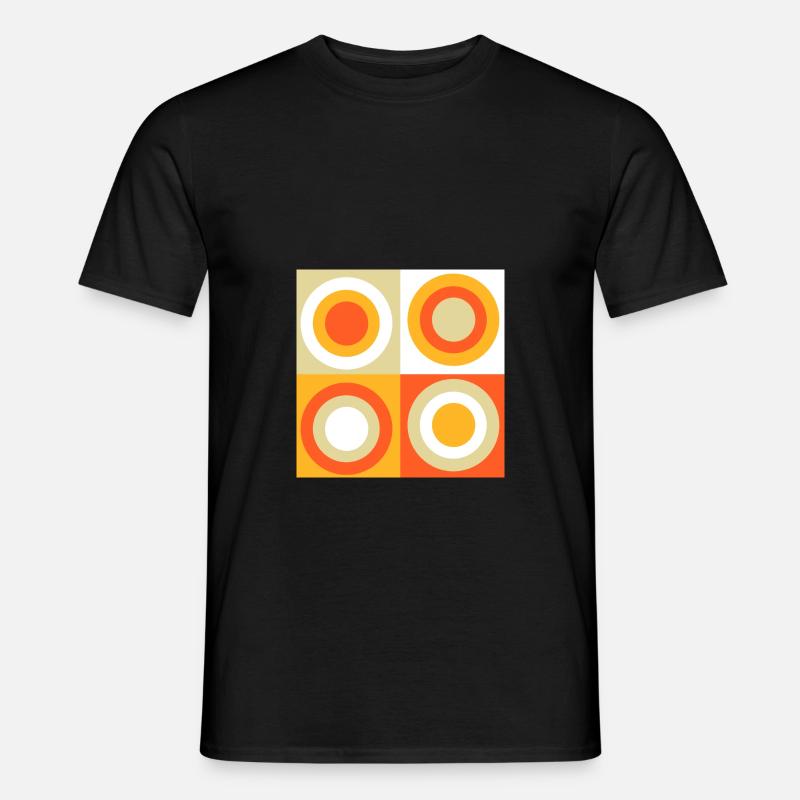 70s Pattern Circles Squiggle - Men's T-shirt - black