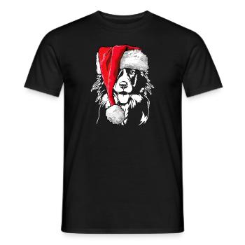 Santa Border Collie Weihnachten Hunde Wilsigns - Männer T-Shirt - Schwarz - Vorne - AI Model Male 178 light (178cm)