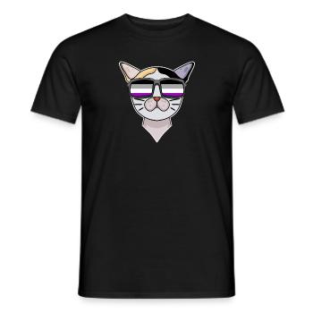 Asexuel Lgbt Japonais Bobtail Cat Asexualité - T-shirt homme - noir - Devant - AI Model Male 178 light (178cm)