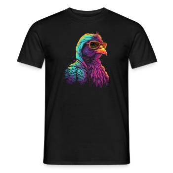 Poulet avec lunettes de soleil Fermier Fermier Coq Coq - T-shirt homme - noir - Devant - AI Model Male 178 light (178cm)