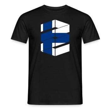 Drapeau de la Finlande Suomi Drapeau finlandais Aspect utilisé - T-shirt homme - noir - Devant - AI Model Male 178 light (178cm)