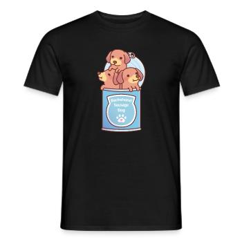 Funny Dachshund Sausage Dogs In A Can Doodle - Men's T-Shirt - black - Front - AI Model Male 178 light (178cm)