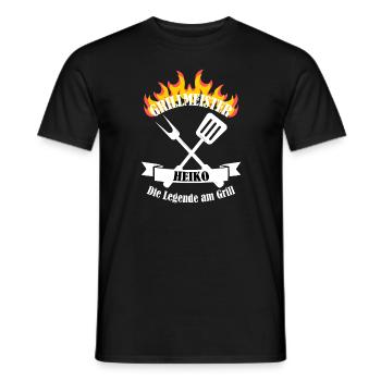 Grillmeister Heiko lustiger Spruch Vorname - Männer T-Shirt - Schwarz - Vorne - AI Model Male 178 light (178cm)