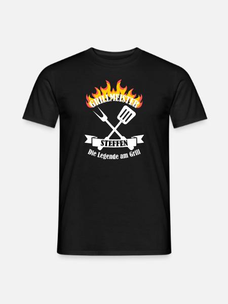 Grillmeister Steffen lustiger Spruch Vorname - Männer T-Shirt - Schwarz