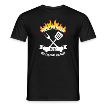 Grillmeister Lutz lustiger Spruch Vorname - Männer T-Shirt - Schwarz - Vorne - AI Model Male 178 light (178cm)