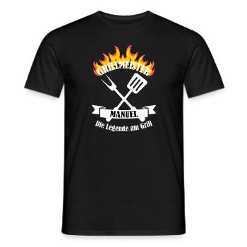 Grillmeister Manuel lustiger Spruch Vorname - Männer T-Shirt - Schwarz - Vorne - AI Model Male 178 light (178cm)