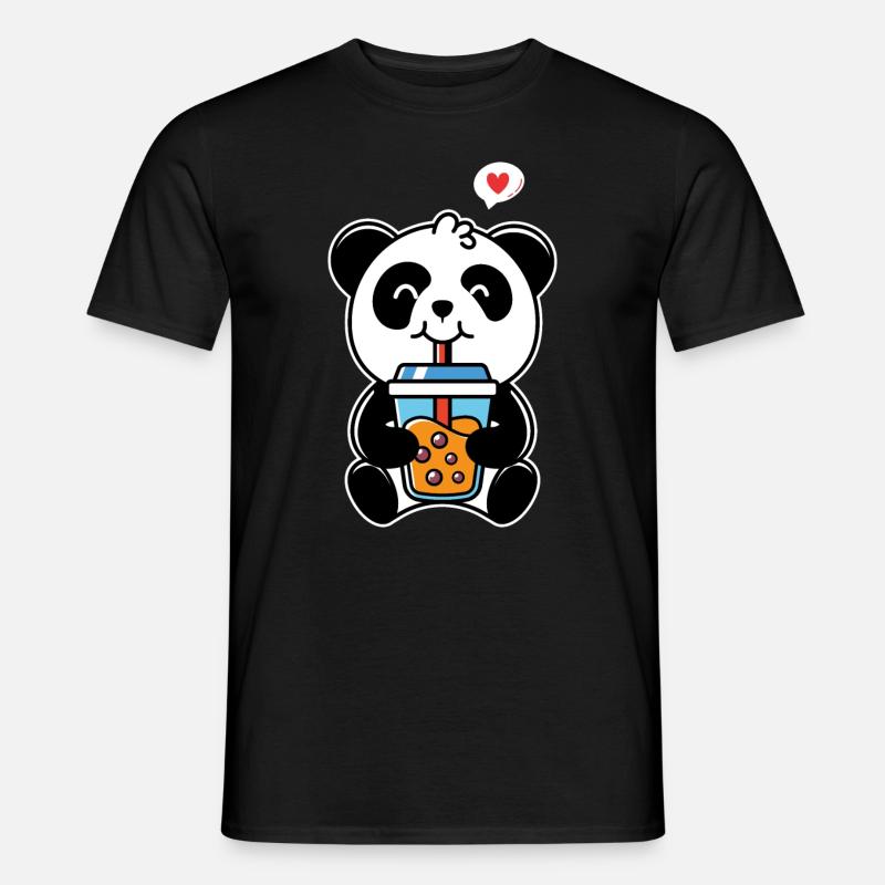 Panda trink - Männer T-Shirt - Schwarz