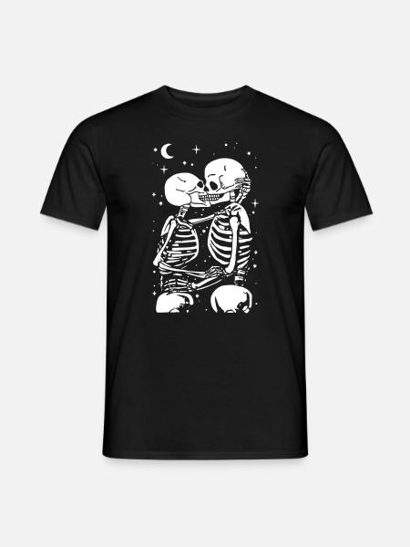 Skeleton - Kiss - Gothic - Fun - Men's T-Shirt - black