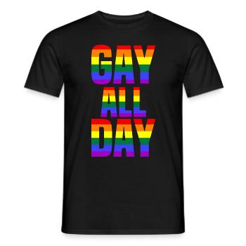Gay All Day - Men's T-Shirt - black - Front - AI Model Male 178 light (178cm)